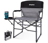 KingCamp Folding Directors Chairs for Adults 200 kg, Compact Heavy Duty Camping Chair with Side Table, Comfy Portable Camping Director Chair for Heavy People, Padded Armrest, for Garden Fishing