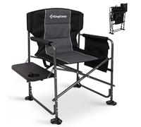 KingCamp Folding Directors Chairs for Adults Up to 200 kg, Heavy Duty Camping Chair with Side Table & Pockets, Oversized Portable Camping Director Chair for Outdoor Garden Fishing BBQ