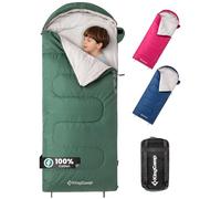 KingCamp Kids Cotton Sleeping Bag, Lightweight Waterproof Camping Sleeping Bag Indoor & Outdoor Use for Kids Age 10-12 (up to 100-140cm),Green