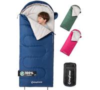 KingCamp Kids Cotton Sleeping Bag, Lightweight Waterproof Camping Sleeping Bag Indoor & Outdoor Use for Kids Age 10-12 (up to 100-140cm),Blue