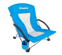 KingCamp Low Folding Beach Chair for Adults Heavy Duty 180kg Stability with Double Vertical Tube Support Extra Wide Seating and Breathable 3D Mesh Portable Seat for Camping Picnic Festival Blue