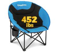 KingCamp Moon Chair for Adults Folding Camping Chair XXL Padded Heavy Duty Portable for Heavy People with Cup Holder for Garden Fishing Beach Outdoor Indoor supports 205KG