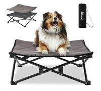 KingCamp Raised Dog Bed Elevated Dog Cooling Bed No Assembly Required Folding Dog Camping Bed with Breathable Mesh & Suede Mat & No-Slip Feet for Travel Garden Outdoor Indoor (Medium)