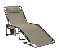KingCamp Reclining Sun Lounger 4-Position Adjustable Foldable Heavy Duty Lounge Chair Camping Folding Bed with Pillow & Pocket for Patio Garden Beach