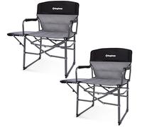 KingCamp Set of 2 Folding Directors Chairs for Adults 200 kg, Compact Heavy Duty Camping Chair with Side Table, Comfy Portable Camping Director Chair for Heavy People, for Garden Fishing BBQ