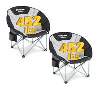 KingCamp Set of 2 Moon Chair for Adults with Cooler Bag Folding Camping Chair XXL Padded Heavy Duty Portable for Heavy People for Garden Fishing Beach Outdoor Indoor supports 205KG