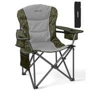 KingCamp XL Camping Chairs for Adults, Heavy Duty Folding Camping Chair Up to 452 lbs, Padded Camp Chair with Armrest/Cooler Bag/Lumbar Back/Cup Holder, High Back Chairs for Garden Beach, Green
