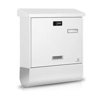 KINGCEPHAS Outside Wall-Mounted Mailbox with Combination Lock,Newspaper Holder,Large Capacity,Waterproof Postbox,Newspaper Compartment,Rust Resistance Letterbox,38x11.5x42.5cm (White)