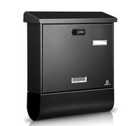 KINGCEPHAS Outside Wall-Mounted Mailbox with Combination Lock,Newspaper Holder,Large Capacity,Waterproof Postbox,Newspaper Compartment,Rust Resistance Letterbox,38x11.5x42.5cm (Black)