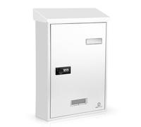KINGCEPHAS Post Box,Wall-Mounted Mailbox with Combination Lock,Waterproof Postbox,High Rust Resistance Letterbox,27x9.2x37cm (White)