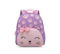KingCheer Toddler Backpack Nursery Rucksack for Boys & Girls Soft Neoprene Lightweight Mini Rucksack for Nursery Pre-School(Purple Cat)