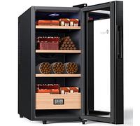KingChii 26L Electric Cigar Humidors, Temperature Control Cabinet with Spanish Cedar Wood Shelves & Drawer Hygrometer Gifts for Men (200 Counts Capacity)