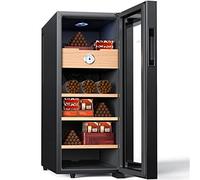 KingChii 33L Electric Cigar Humidors, Temperature Control Cabinet with Spanish Cedar Wood Shelves & Drawer Hygrometer Gifts for Men (250 Counts Capacity)