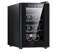 KingChii - Thermoelectric Wine Cooler 6 Bottle Advanced Cooling Technology Stainless Steel and Tempered Glass for Red Wine, Champagne for Home, Kitchen or Office