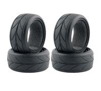 KINGCOO 1/10 RC Car Tyres on the Road, 4 Pieces 64 mm RC Car Rubber Tyres with Foam Inserts Tyres for 1:10 RC On Road Runflating Touring Racing Car for Tamiya HSP HPI Kyosho (A)