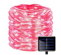 KINGCOO 100 LEDs Solar Rope String Lights, Waterproof 39ft/12M Copper Wire Outdoor Tube Fairy String Lights for Christmas Garden Yard Path Fence Tree Backyard (Red)