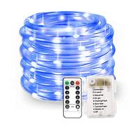 KINGCOO 100LED Rope Lights, Waterproof 33ft 8 Modes Dimmable Strip Fairy String Lights Battery Operated Remote Timer for Outdoor Indoor Home Party Wedding Christmas Decoration (Blue)