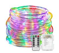 KINGCOO 100LED Rope Lights, Waterproof 33ft 8 Modes Dimmable Strip Fairy String Lights Battery Operated Remote Timer for Outdoor Indoor Home Party Wedding Christmas Decoration (Multicolor)
