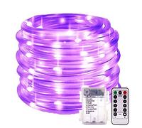KINGCOO 100LED Rope Lights, Waterproof 33ft 8 Modes Dimmable Strip Fairy String Lights Battery Operated Remote Timer for Outdoor Indoor Home Party Wedding Christmas Decoration (Purple)