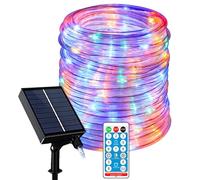 KINGCOO 100LED Solar Rope Lights Outdoor, Waterproof 32.8ft/10M Tube Copper Wire Solar Pipe Fairy String Lights with Remote Timer for Garden Wedding Party Christmas Lighting Decoration (Multicolor)