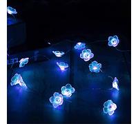 KINGCOO 10FT 30LED Blue Cherry Blossom Fairy Copper Wire String Lights Battery Powered Decorative Lights with Remote for Bedroom Indoor Outdoor Valentine's Day Wedding Nursery Party Christmas Decor