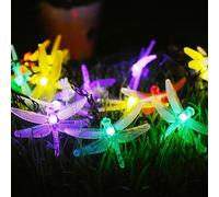 KINGCOO 30LED Dragonfly Solar Fairy Decorative String Lights Birthday Party Wedding Christmas for Indoor Bedroom Outdoor Home Garden Summer Valentine's Day Decoration (6M Multicolor)
