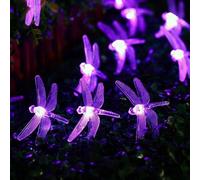 KINGCOO 30LED Dragonfly Solar Fairy Decorative String Lights Birthday Party Wedding Christmas for Indoor Bedroom Outdoor Home Garden Summer Valentine's Day Decoration (6M Purple)
