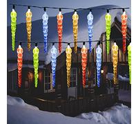KINGCOO 30LED Solar Icicle Lights Garden, Waterproof 20ft Twinkling Crystal Ice Cone String Lights Window Hanging Decorative Lights 8Mode for Outdoor Indoor Home Christmas Wedding (Multicolor)