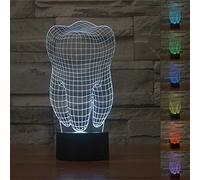 KINGCOO 3D Alien Illusion LED Night Light, 7 Colors Gradual Changing Optical Illusion Acrylic Lamp USB Touch Bedside Table Lamp for Holiday Gifts Home Christmas Decorations (Tooth)