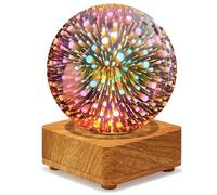 KINGCOO 3D Fireworks Bedside Lamp, LED Glass Ball Table Lamp Bedroom Atmosphere Night Light Ornaments Projection Decor for Kids Baby Women Home Office Birthday Valentine's Gift (Star Dot)