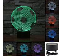 KINGCOO 3D Table Lamp, 3D Optical Illusion Visual Night Light 7 Color Change USB Touch Button LED Desk Atmosphere Lamp (Football)