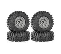 KINGCOO 4 Pieces 1.33 Inch Aluminium Alloy Beadlock Wheel Rims All-Terrain Tyres 70 mm Rubber Tyre Set with 5 mm & 7 mm Hex for 1/12 1/14 1/18 1/24 RC Rock Crawler Car Upgrade Parts (C-Grey)
