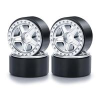 KINGCOO 4PCS 1.0inch Wheel Rims RC Plastic 5-Spokes Beadlock Wheel Rim 7mm Hex for 1/18 TRX4M UTB18 Axial SCX24 Deadbolt All 1/24 Scale RC MINI Crawler Upgrade Parts Accessories (Silver)