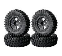 KINGCOO 4PCS 1.3 inch 5Spoke Beadlock Wheel Rims Tires and 60mm Rubber Tyre Set for 1/18 1/24 RC Rock Crawler Truck Car for Axial AX24 SCX24 TRX4M FCX24 Upgrade Part (Black)