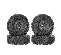 KINGCOO 4PCS 1.33" Aluminum Alloy Beadlock Wheel Rims All-Terrain Tyre 70mm Rubber Tires Set with 5mm & 7mm Hex for 1/12 1/14 1/18 1/24 RC Rock Crawler Car Upgrade Parts (A-Black)