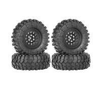 KINGCOO 4PCS 1.33" Aluminum Alloy Beadlock Wheel Rims All-Terrain Tyre 70mm Rubber Tires Set with 5mm & 7mm Hex for 1/12 1/14 1/18 1/24 RC Rock Crawler Car Upgrade Parts (C-Black)