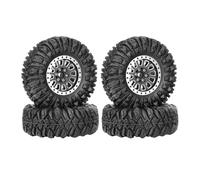 KINGCOO 4PCS 1.33" Aluminum Alloy Beadlock Wheel Rims All-Terrain Tyre 70mm Rubber Tires Set with 5mm & 7mm Hex for 1/12 1/14 1/18 1/24 RC Rock Crawler Car Upgrade Parts (B-Black)
