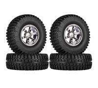 KINGCOO 4pcs 100 mm RC Crawler Car Tyres, Rubber Tyres, 6-Spoke Plastic 1.9 Inch Rims Wheel for 1:10 RC Rock Crawler Car Parts for Axial SCX10 CC01 D90 TF2 TRX4 Tamiya Gen8 (Grey)