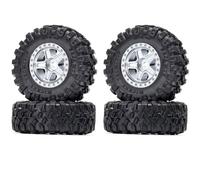 KINGCOO 4PCS 5-Spokes 1.0'' Beadlock Wheel Rims and 52x19mm Rubber Tires Set 7mm Hex for 1/24 1/18 RC Crawler Car for Axial SCX24 AX24 UTB18 TRX4M FCX24 90081 AXI00001 Upgrade Parts (B-Silver)