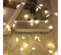 KINGCOO 9.8ft 30Led Warm White Star Copper Wire Indoor Outdoor Fairy Decorative String Lights Battery Operated with Remote Timer for Kids Bedroom Valentine's Day Chrismas Wedding Party Decorations