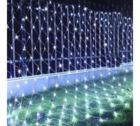 KINGCOO Battery Operated Net String Lights, 192LED Mesh Waterproof Curtain Lights 8Modes for Indoor Outdoor Christmas Garden Yard Party Wedding Holiday Wall Decor (White, 3x2M)