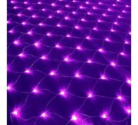 KINGCOO Battery Operated Net String Lights, 192LED Mesh Waterproof Curtain Lights 8Modes for Indoor Outdoor Christmas Garden Yard Party Wedding Holiday Wall Decor (Purple, 3x2M)
