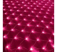 KINGCOO Battery Operated Net String Lights, 192LED Mesh Waterproof Curtain Lights 8Modes for Indoor Outdoor Christmas Garden Yard Party Wedding Holiday Wall Decor (Pink, 3x2M)