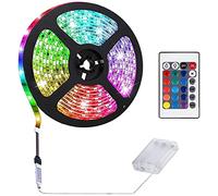 KINGCOO Battery Powered LED Strip Lights with 24-Keys Remote Controlled,DIY TV Background Rope Strip Light Indoor and Outdoor Party Decoration (1Pack, 2M 120LED)