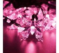 KINGCOO Butterfly String Lights, Waterproof 23FT 50LED Butterfly Lamp Solar Fairy Decorative String Lights 8Mode Outdoor Indoor for Garden Home Wedding Party Christmas Lighting Decoration(Pink)