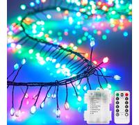 KINGCOO Firecracker String Fairy Lights with Remote, 29.5FT 300LED Silver Wire Cluster Lights Battery Operated with Timer for Outdoor Indoor Bedroom Wedding Christmas Party Decoration (Multicolor)