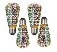 KINGCOO Firework Light Bulb, E27 4W Vintage Edison Decorative 3D Starry Effect LED Bulb Silver Glass Filament Light Bulb,Star Shine Decoration for Holiday Christmas Decoration,AC85-240V (ST64-4)