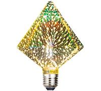 KINGCOO Firework Light Bulb, E27 4W Vintage Edison Decorative 3D Starry Effect LED Bulb Silver Glass Filament Light Bulb,Star Shine Decoration for Holiday Christmas Decoration,AC85-240V (Brick)