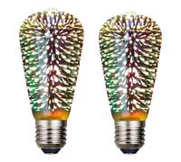 KINGCOO Firework Light Bulb, E27 4W Vintage Edison Decorative 3D Starry Effect LED Bulb Silver Glass Filament Light Bulb,Star Shine Decoration for Holiday Christmas Decoration,AC85-240V (ST64-2)