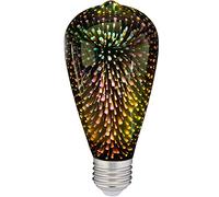KINGCOO Firework Light Bulb, E27 4W Vintage Edison Decorative 3D Starry Effect LED Bulb Silver Glass Filament Light Bulb,Star Shine Decoration for Holiday Christmas Decoration,AC85-240V (ST64)